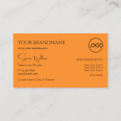 モノグラスタイリッシュムとロゴ付きプレーンオレンジモダン色 名刺 (裏面)