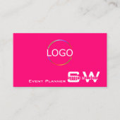 モノグラスタイリッシュムとロゴ付きプレーンピンクの白 名刺 (正面)