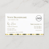 モノグラスタイリッシュムとロゴ付きプレーンホワイト金ゴールド 名刺 (裏面)