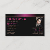 モノグラスタイリッシュムと写モダン真を持つピンクの黒 名刺 (裏面)