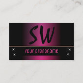 モノグラスタイリッシュムと写モダン真を持つピンクの黒 名刺 (正面)