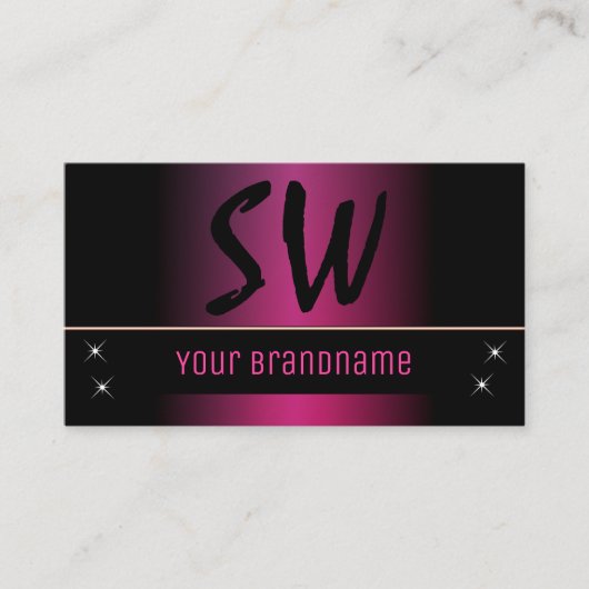 モノグラスタイリッシュムと写モダン真を持つピンクの黒 名刺 (正面)