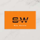 モノグラスタイリッシュムと写真とプレーンなオレンジ色の黒 名刺 (正面)