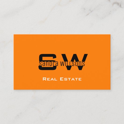 モノグラスタイリッシュムと写真とプレーンなオレンジ色の黒 名刺 (正面)