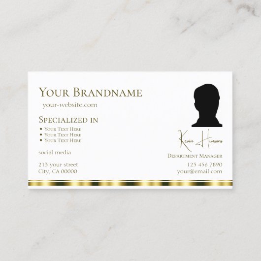 モノグラスタイリッシュムと写真のプレーン白金ゴールド 名刺 (裏面)