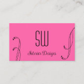 モノグラスタイリッシュムと写華美真を持つピンクの黒 名刺 (正面)