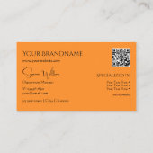 モノグラスタイリッシュムとQRコード付きプレーンオレンジ 名刺 (裏面)