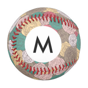 モノグラスタイリッシュムの花柄。明るいフローラ 野球ボール