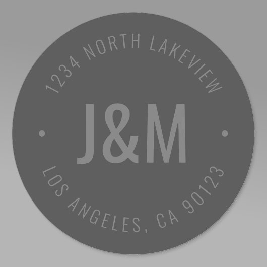モノグラスタイリッシュムはっきりしたおよび円形文字 |濃い灰色 ラウンドシール
