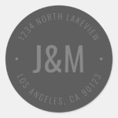 モノグラスタイリッシュムはっきりしたおよび円形文字 |濃い灰色 ラウンドシール (正面)