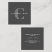 モノグラスタイリッシュムエレガントプロフェッショナルブラックグレー スクエア名刺 (正面/裏面)