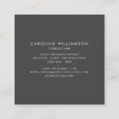モノグラスタイリッシュムエレガントプロフェッショナルブラックグレー スクエア名刺 (裏面)