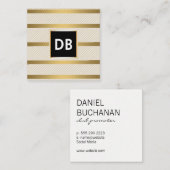 モノグラスタイリッシュムグラマーストライプのゴールデン スクエア名刺 (正面/裏面)
