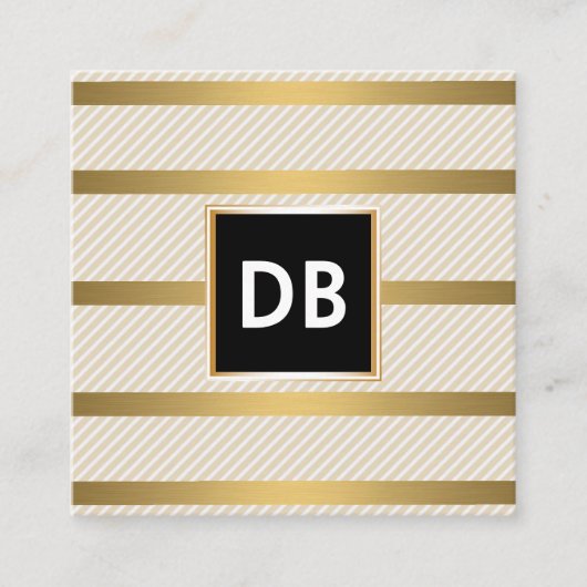 モノグラスタイリッシュムグラマーストライプのゴールデン スクエア名刺 (正面)