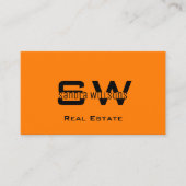 モノグラスタイリッシュム付きプレーンオレンジブラックシンプル 名刺 (正面)