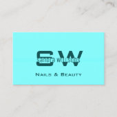 モノグラスタイリッシュム付き明るい暗いシンプルティール(緑がかった色) 名刺 (正面)