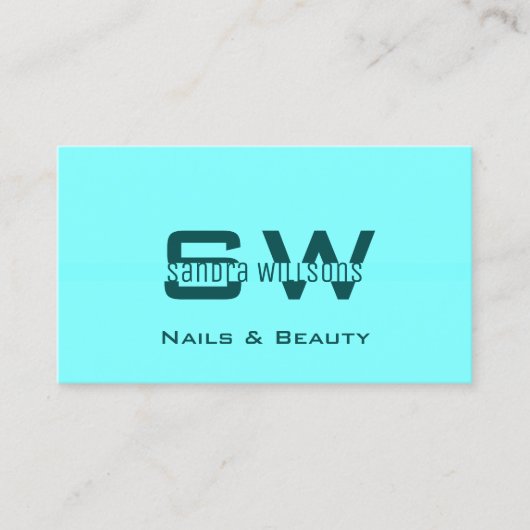 モノグラスタイリッシュム付き明るい暗いシンプルティール（緑がかった色） 名刺 (正面)