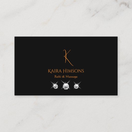 モノグラスタイリッシュム写真と宝石が付いたプレーン黒 名刺 (正面)