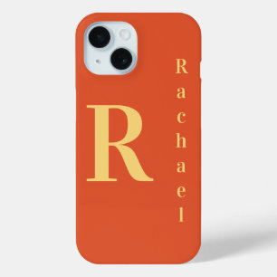 モノグラスタイリッシュム名モダンBurnt Orange iPhone 15ケース