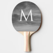 モノグラスタイリッシュム白黒グレー雲模様 卓球ラケット (裏面)