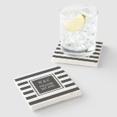 モノグラスタイリッシュム白黒ストライプ ストーンコースター (横)