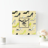 モノグラスタイリッシュム黄ハイヒール スクエア壁時計 (ホーム)