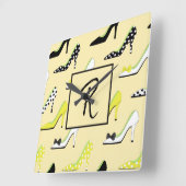 モノグラスタイリッシュム黄ハイヒール スクエア壁時計 (傾斜)