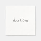 モノグラスタイリッシュム |ミニマルモダンリストホワイトスクリプト スタンダードカクテルナプキン (正面)