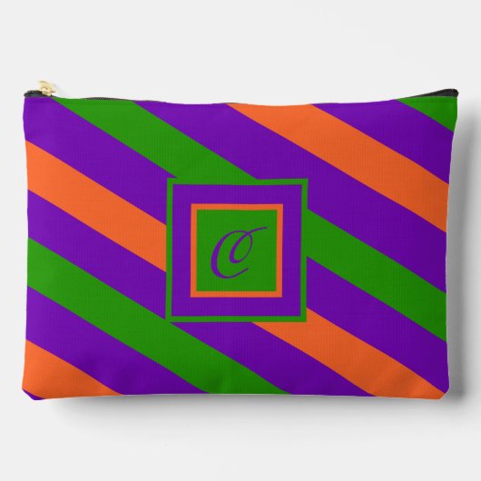 モノグラストライプのムカラフル&鮮やか アクセサリーポーチ (正面)
