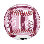 モノグラストライプのムパターン(バラ) 野球ボール (裏面)