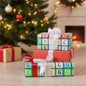 モノグラパーソナライズされたムおもしろい、カラフル子供の誕生日 ラッピングペーパー