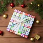 モノグラパーソナライズされたムおもしろい、カラフル子供の誕生日 ラッピングペーパー