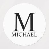 モノグラパーソナライズされたムおよび名前ラベル ラベル (デザイン2)