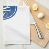 モノグラパーソナライズされたムとクラシック青 キッチンタオル (四つ折り)