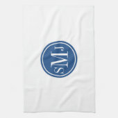 モノグラパーソナライズされたムとクラシック青 キッチンタオル (縦)