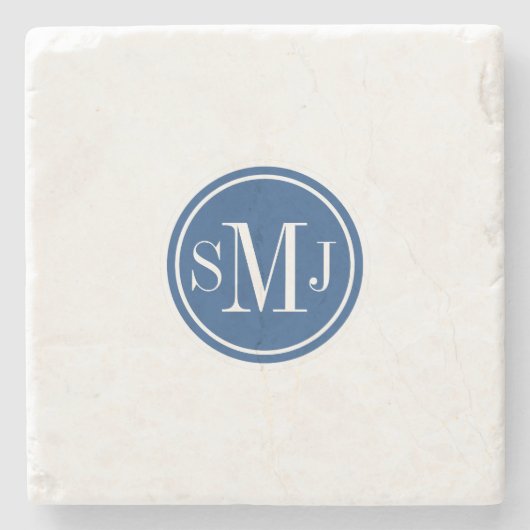 モノグラパーソナライズされたムとクラシック青 ストーンコースター (正面)