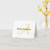 モノグラパーソナライズされたムと名前のカスタムnotecard カード (黄色い花)
