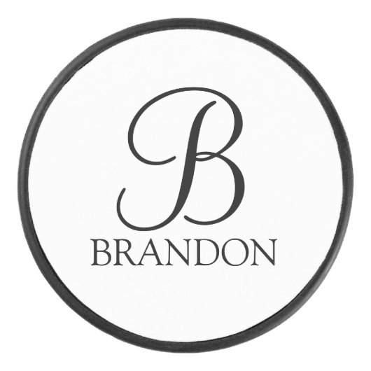 モノグラパーソナライズされたムと名前のスクリプト アイスホッケーパック (正面)