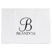 モノグラパーソナライズされたムと名前のスクリプト ラージペーパーバッグ (正面)