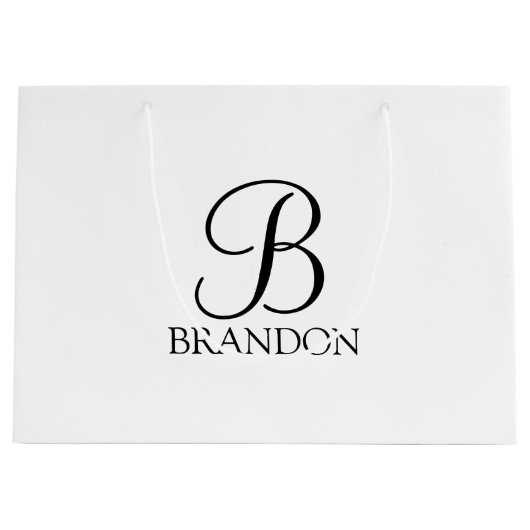 モノグラパーソナライズされたムと名前のスクリプト ラージペーパーバッグ (正面)