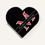 モノグラパーソナライズされたムと名前の付いたハートノートブック ノートブック (正面)