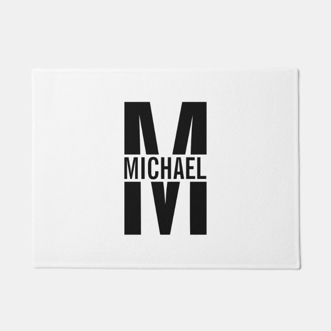 モノグラパーソナライズされたムと名前の形式 ドアマット (正面)