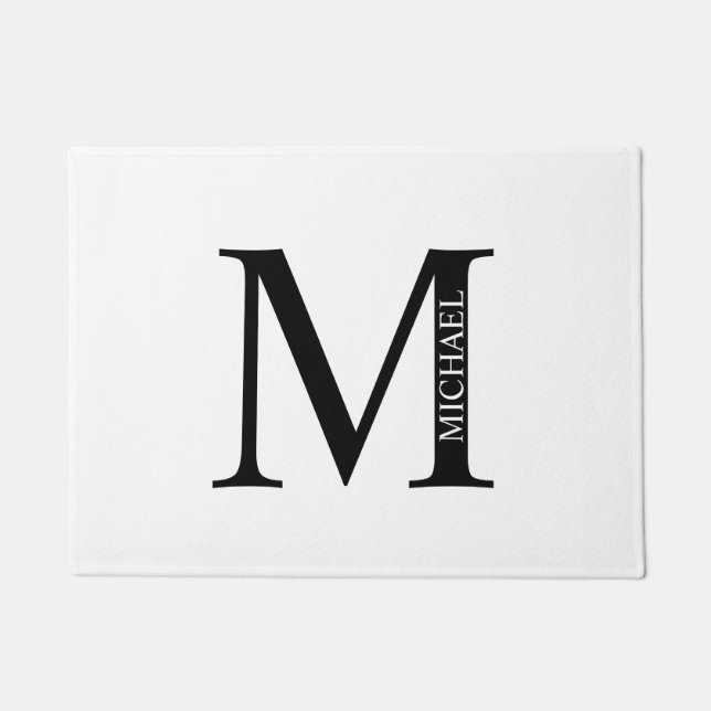 モノグラパーソナライズされたムと名前の形式 ドアマット (正面)