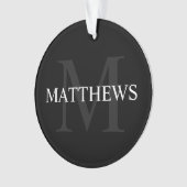 モノグラパーソナライズされたムと名前ブラック オーナメント (正面)