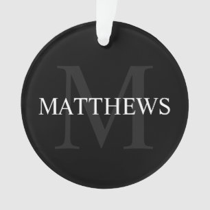 モノグラパーソナライズされたムと名前ブラック オーナメント