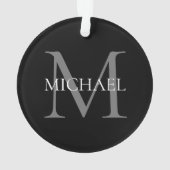 モノグラパーソナライズされたムと名前ブラック オーナメント (裏面)