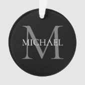 モノグラパーソナライズされたムと名前ブラック オーナメント (正面)