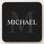 モノグラパーソナライズされたムと名前ブラック コースター (正面)