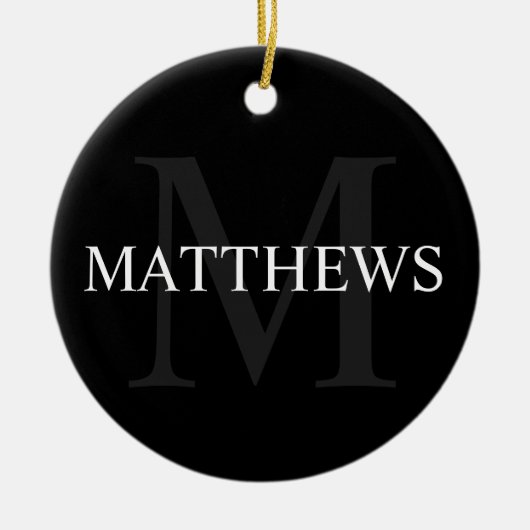 モノグラパーソナライズされたムと名前ブラック セラミックオーナメント (正面)