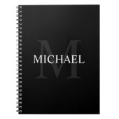 モノグラパーソナライズされたムと名前ブラック ノートブック (正面)